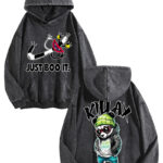 400g Washed Vintage Hoodie - Drawcord-Free | Double-Sided Heat-Transfer Print