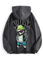 400g Washed Vintage Hoodie - Drawcord-Free | Double-Sided Heat-Transfer Print - Image 5